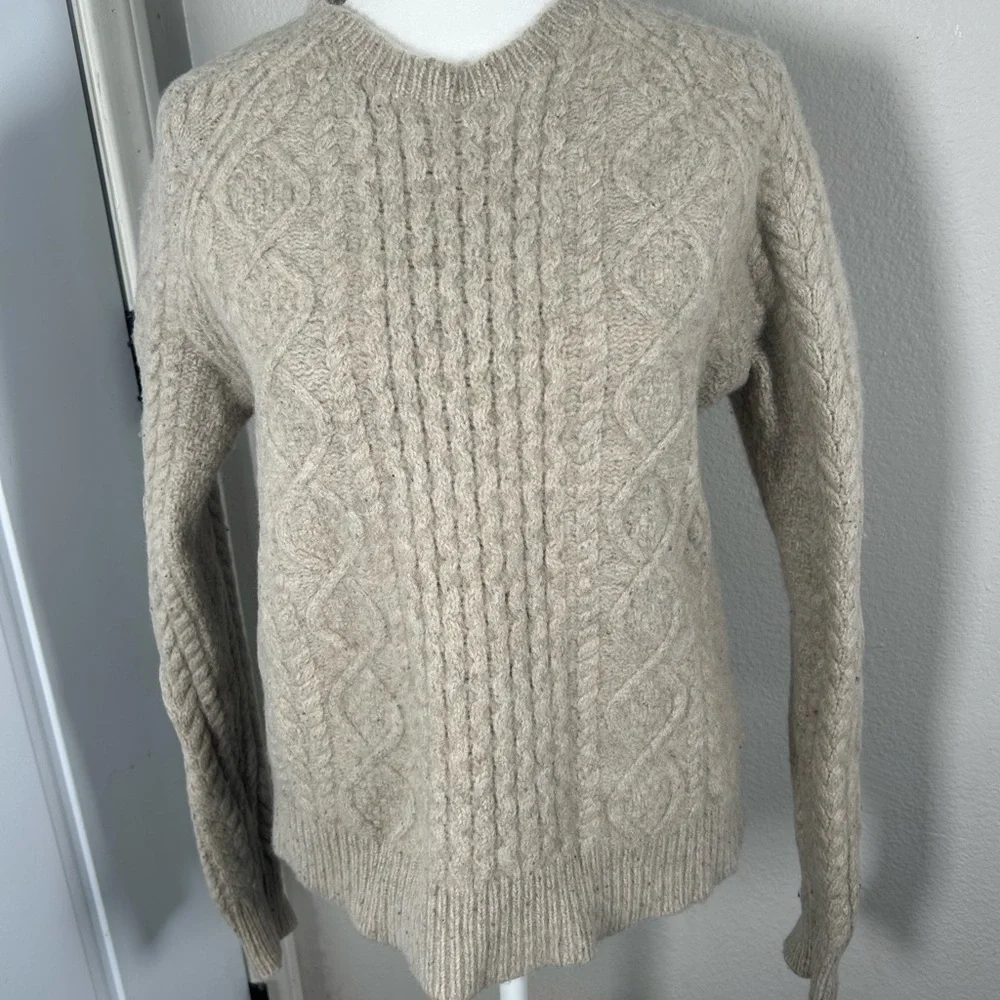 VTG Polo Country Ralph Lauren Cable-Knit Wool Pullover Sweater Sz L Oatmeal - Picture 5 of 14
